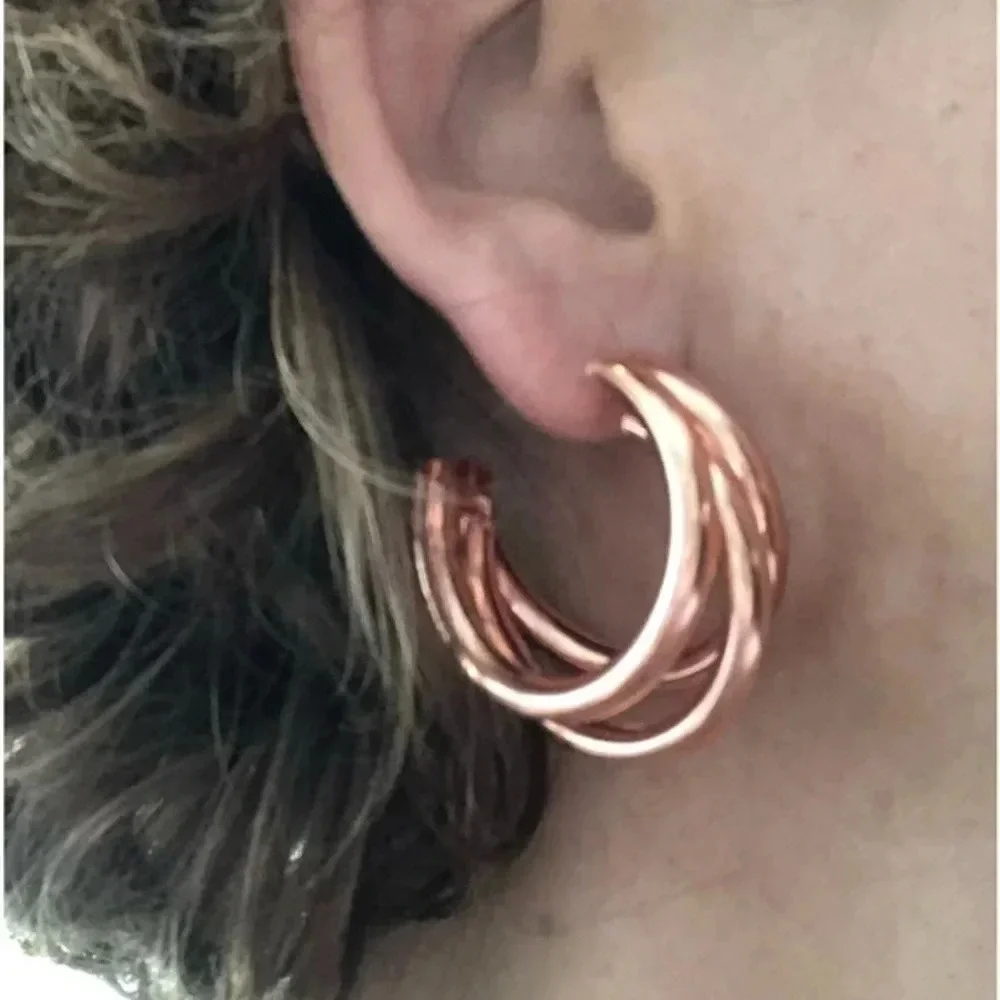 3 for $25/ Rose Gold Triple Hoop Fashion Earrings NWT